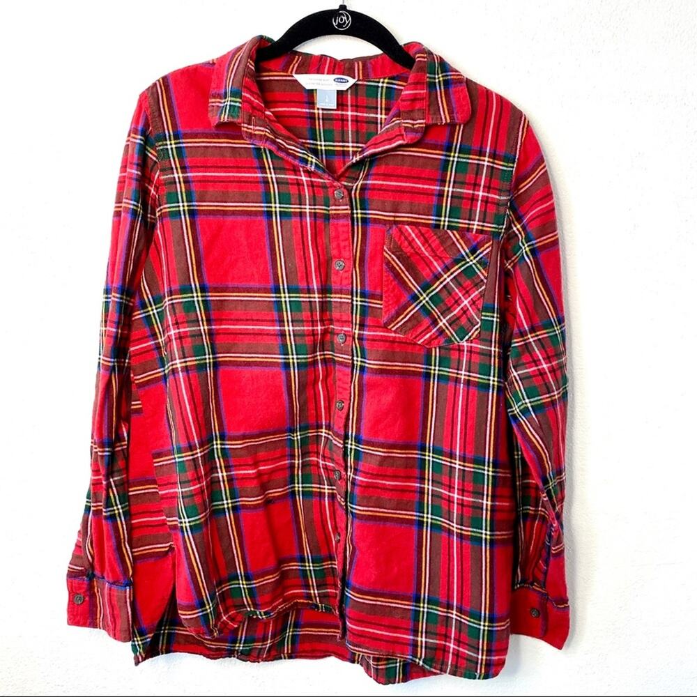 Old Navy Classic Button Shirt Red Plaid Size Large